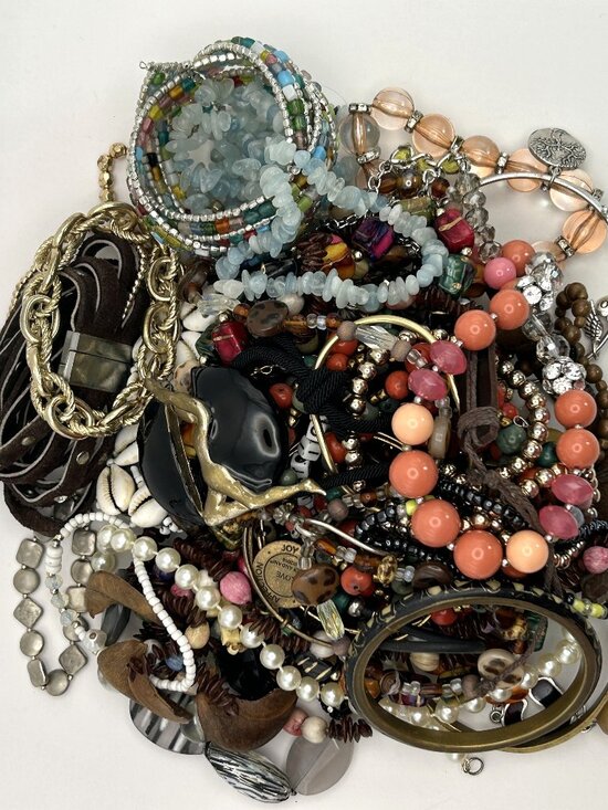 Various and Unsigned Jewelry - 2 lbs Jewelry Lot Vintage to Now Costume Wear Resell Craft Harvest